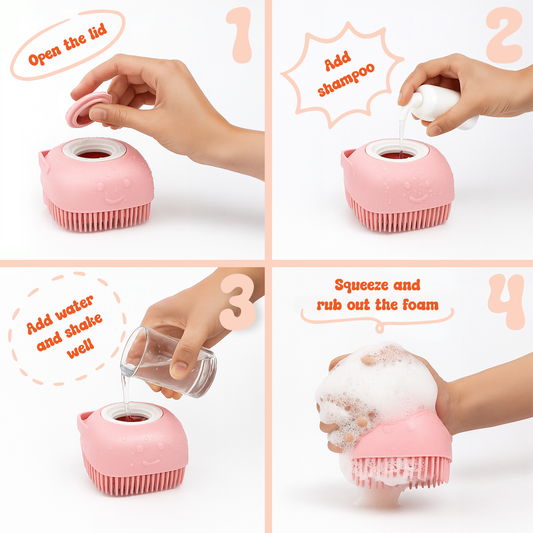 Silicone Pet Bath Brush – Pink