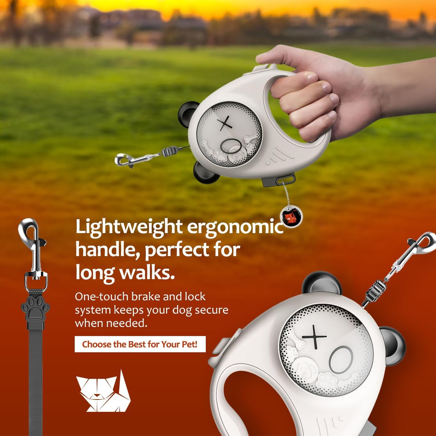 Panda Hug Retractable Pet Leash