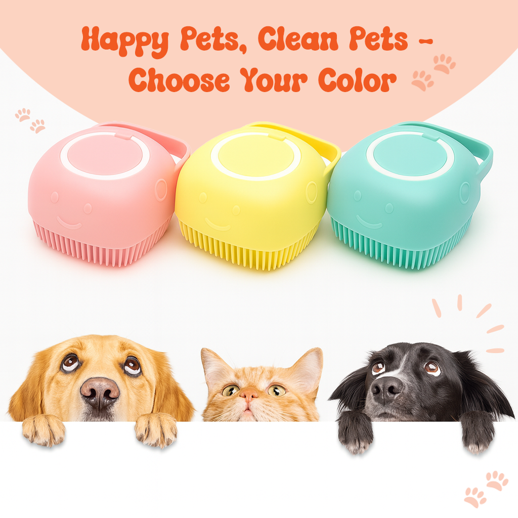 Silicone Pet Bath Brush – Pink