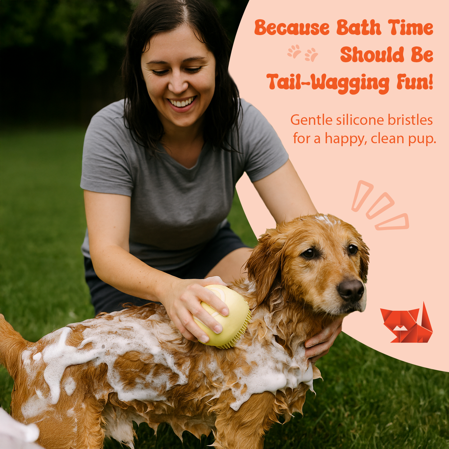 Silicone Pet Bath Brush – Pink